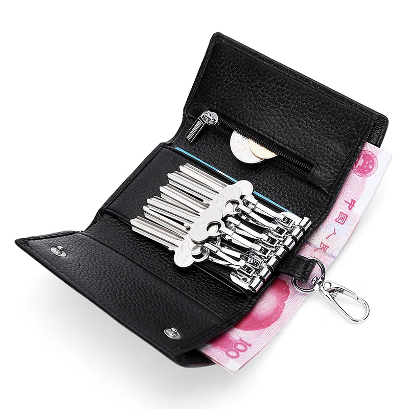 

mini Wallets men Keychain women Genuine Leather Wallet belt buckle Coin Purse key organizer bag money car key card holder Pouch