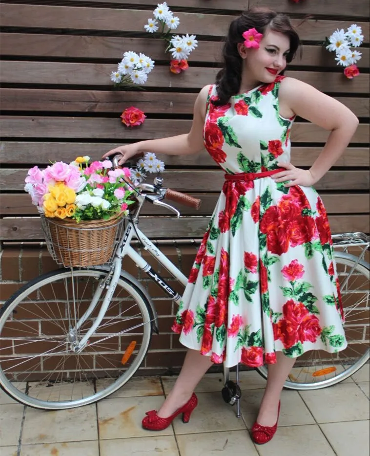 Vestido de verano vintage de flores, cuello de barco|vestidos plus|dress  vestidos4xl dress - AliExpress