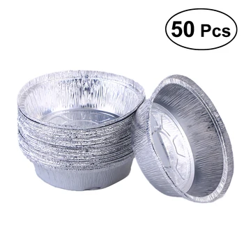 

50pcs 6 Inch Round Aluminum Foil Plate Disposable Plate Take Out Pans Ideal for Meals Prep, Pies, Cakes, Meats (No Lids)