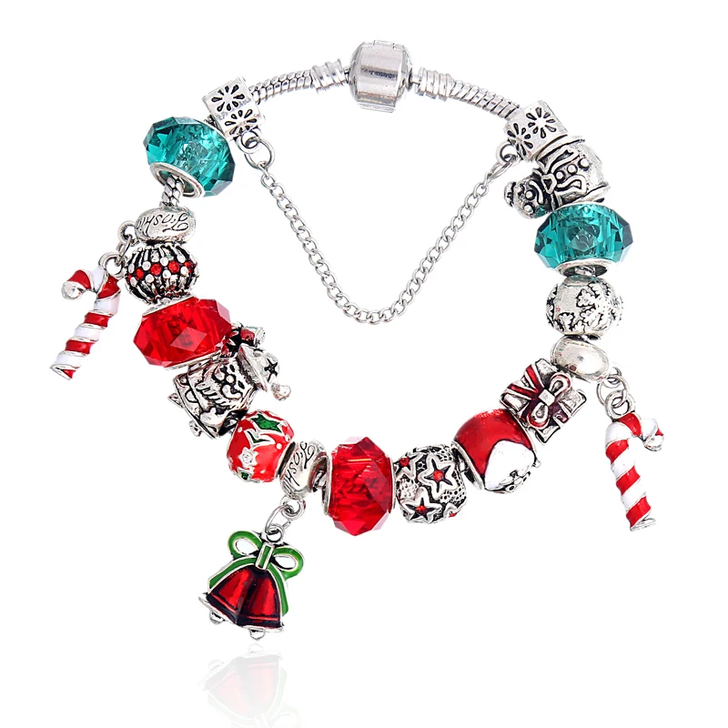 Рождественский подарок 4 шт./лот красный Pa браслет для женщин Санта Клаус бусины тонкой браслеты женские ювелирные изделия