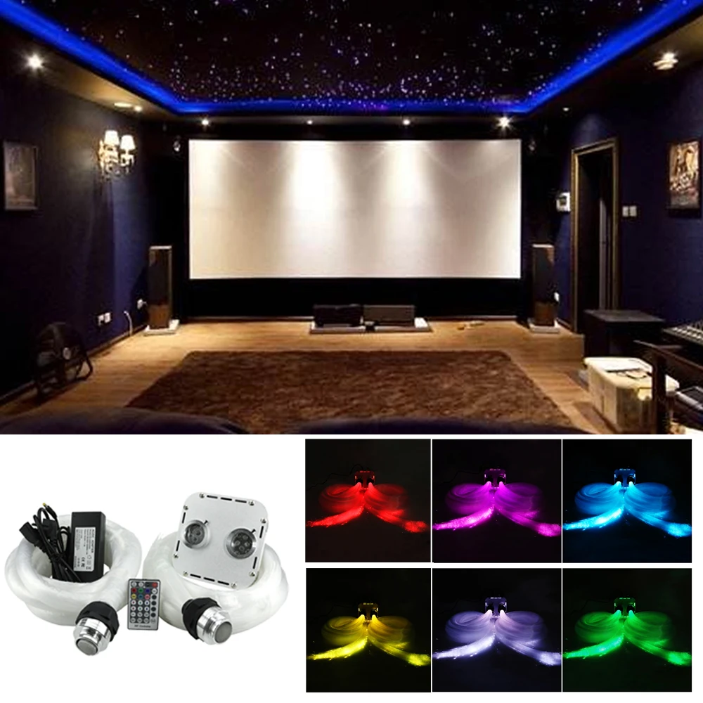 Us 480 64 31 Off 32w Twinkle Rgb Double Heard Led Fiber Optic Star Ceiling Kit 2 Bundles Of 1000pcs 0 75mm 5m Optical Fiber For Star Sky Ceiling In
