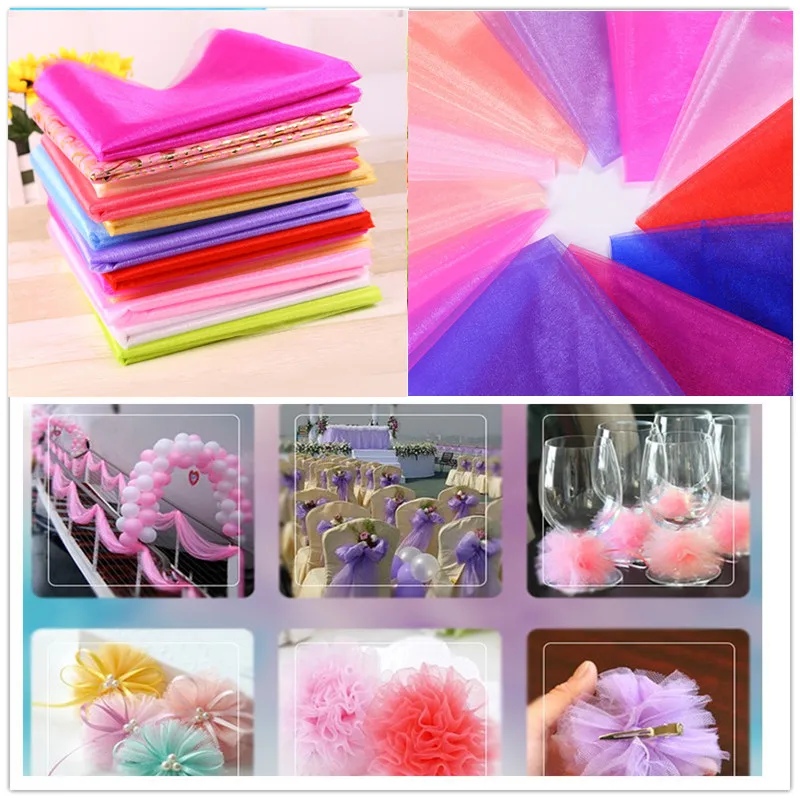 

48CMx 5M 10M Tulle Roll Crystal Fabric Organza Baby Shower Spool Wedding Decoration Birthday Party Kids Wedding Decor Mariage