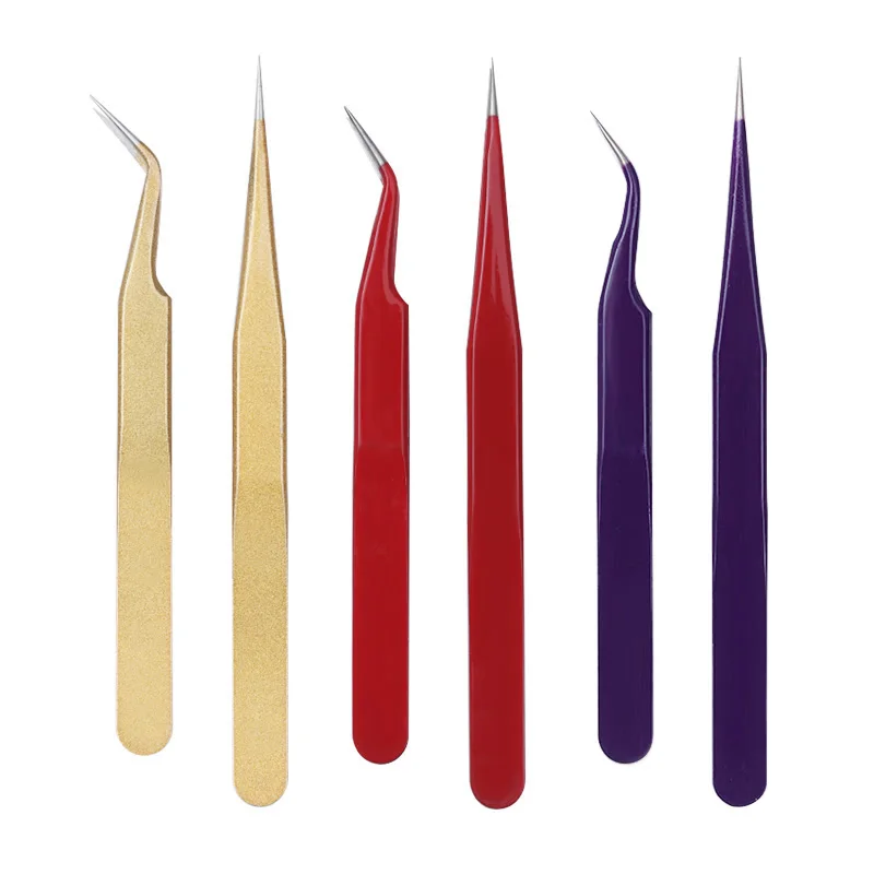 

2Pcs Straight Curved Nipper Stainless Steel Tweezer Nail Sticker Rhinestone Picker Manicure Nail Art Eyelash Extension Tool