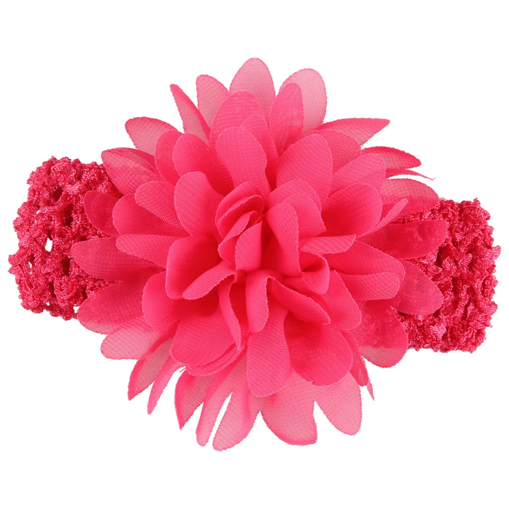 

2pc Baby Girls CHIFFON Flower Headbands 4.5cm width Elastic Crochet Headband Hair accessories Flower Bands