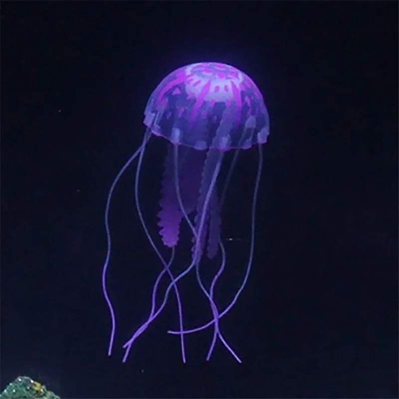 21 см искусственные, силиконовые Медузы Аквариум Украшение Мини светящийся эффект яркий орнамент