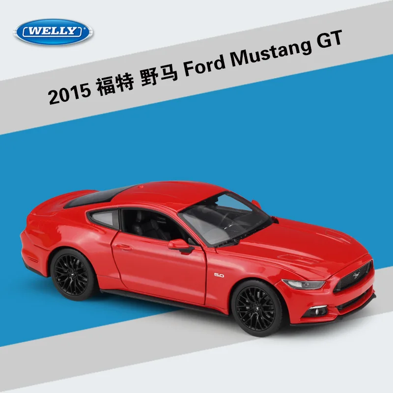 WELLY 1:24 Масштаб литья под давлением высокая моделирующая модель игрушечного автомобиля металлический Ford Mustang GT классические Автомобильные Игрушки из сплава для мальчиков Коллекция подарков