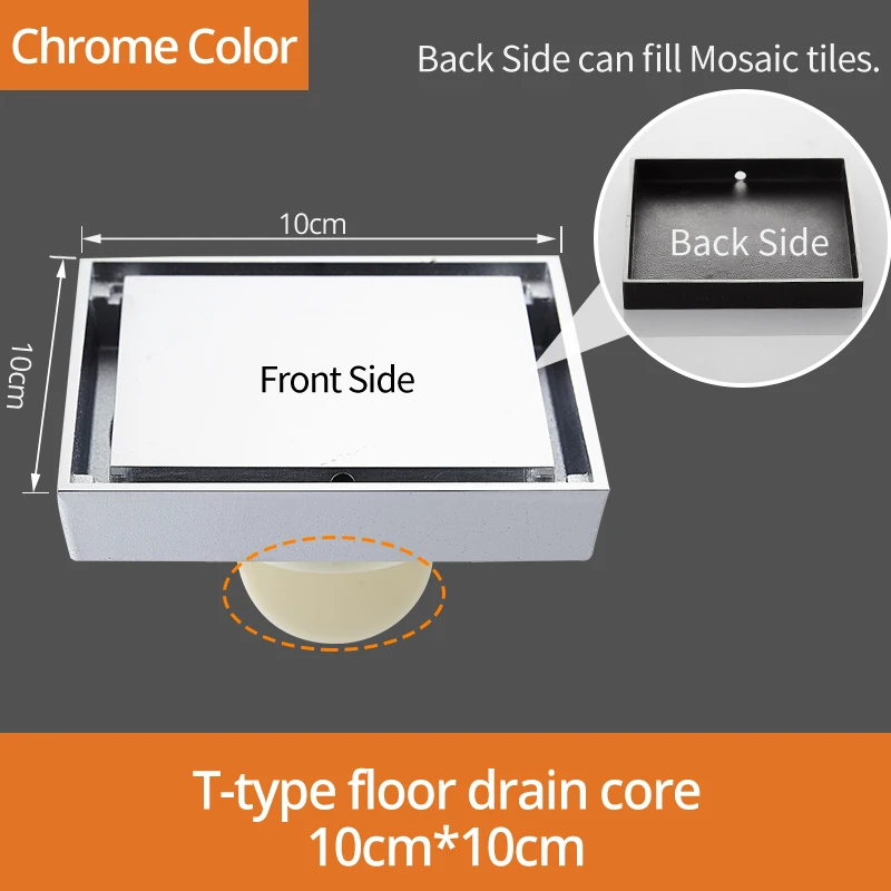 Напольные стоки 10 см квадратный водосток для душа латунь трап ловушка отходов Решетка с ситечком для волос Ванная комната Душ аксессуары 811525 - Цвет: Chrome-ABS