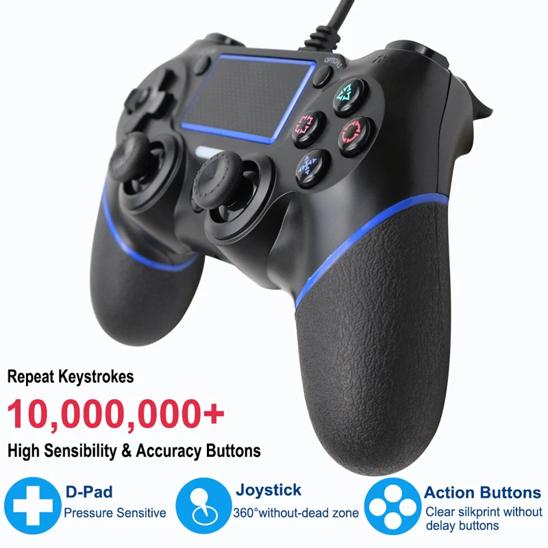 Price USB Wired Gamepad for Playstation 4 Joystick Gamepads Double Shock Joypad for PC For PS4 Controller 2.2M Cable For PS3 Console