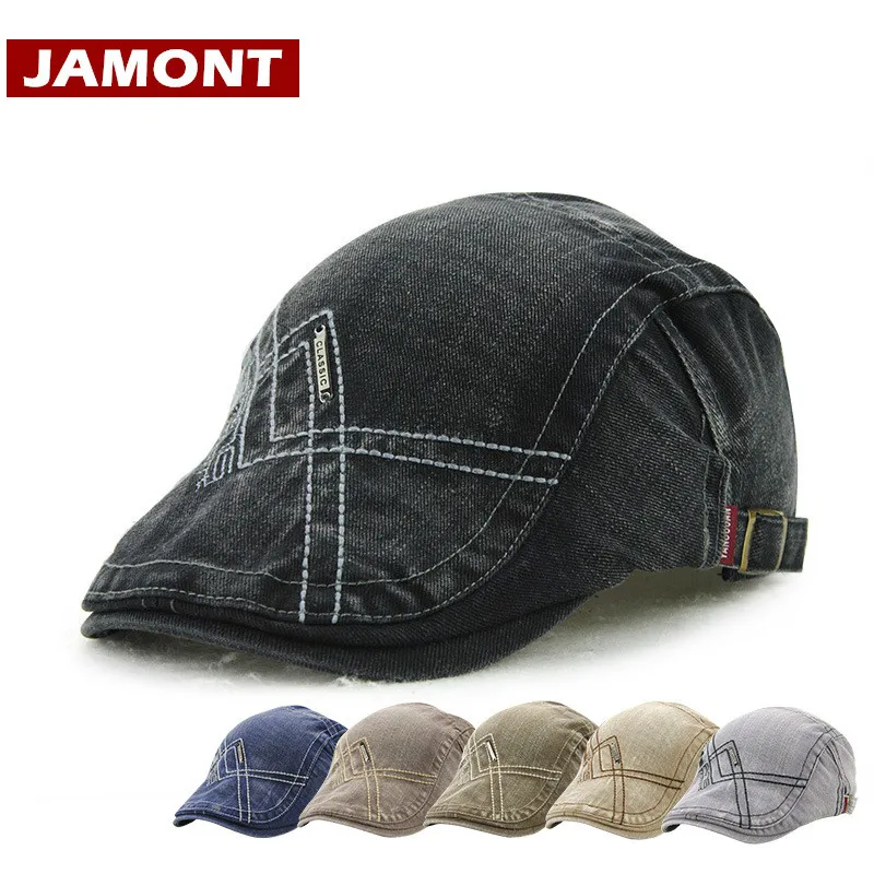 

[JAMONT] New Men Caps Fall Visor Beret Hat Cotton Letter Men's Visors Cap Simple Style Painter Flat Hats Casquette Gorras