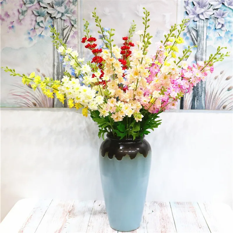 

10Pcs Fake Short Stem Hyacinth 33.46" Length Simulation Spring Delphinium for Home Wedding Decorative Artificial Flowe