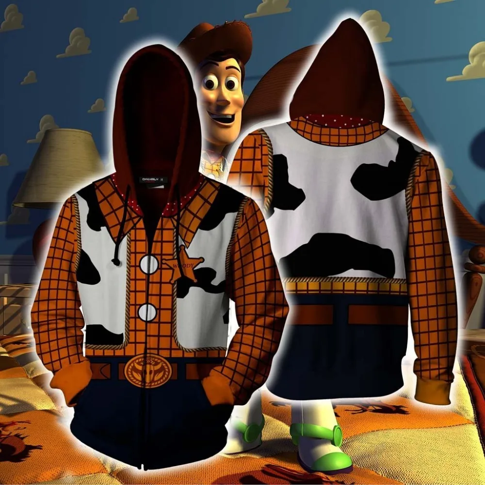 

Toy Sherif Woody Hoodie Anime Sweatshirts Cosplay Costume Zipper Top