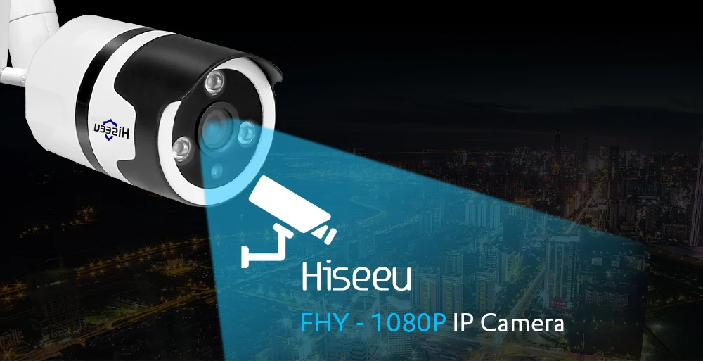 Hiseeu wifi наружная 2.0MP IP камера 1080P Водонепроницаемая беспроводная камера безопасности металлическая двухсторонняя аудио TF карта Запись P2P пуля