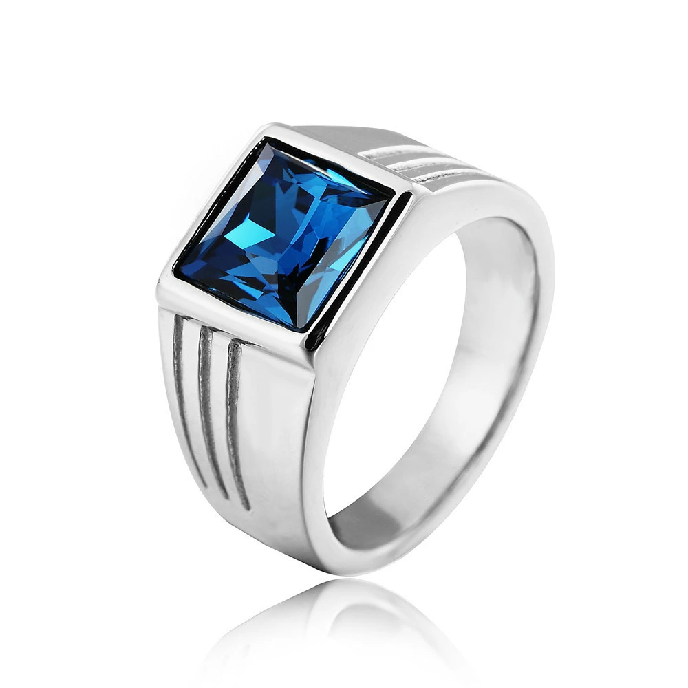 

Mens Womens Stainless Steel Punk Biker CZ Ring
