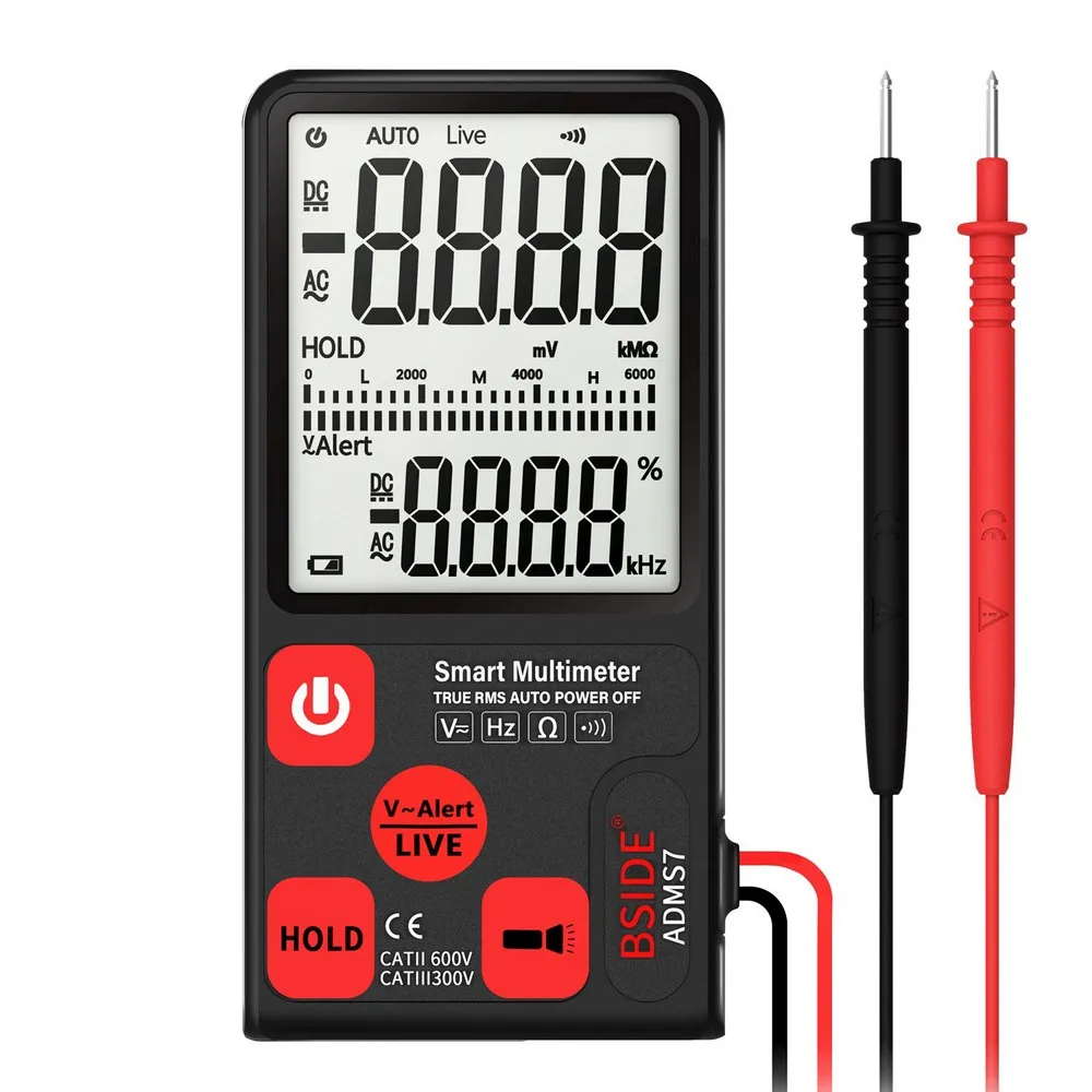 

Ultra-portable Digital Multimeter ADMS7 True 3.5" RMS 3-Line Display Voltmeter AC DC Voltage NCV Resistance Ohm Hz Tester DIY
