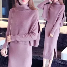 pullover Sweater long cutou dress two pcs clothing set new long sharp suits long-sleeved 2018 fall and winter knitwear women pullover Sweater long cutou dress two pcs clothing set new long sharp suits long-sleeved 2018 fall and winter knitwear women