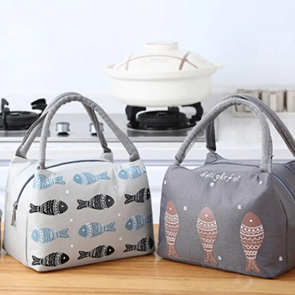 

Fish Design Thermal Insulated Box Tote Food Pouch Lunch Picnic Bento Handle Bag