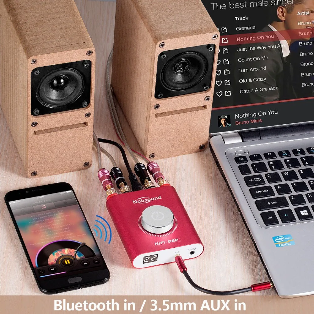 Douk аудио HiFi NS-20G Мини Bluetooth 4,2 TPA3116 цифровой усилитель мощности Hifi DSP стерео усилитель для наушников 100 Вт+ 100 Вт с адаптером