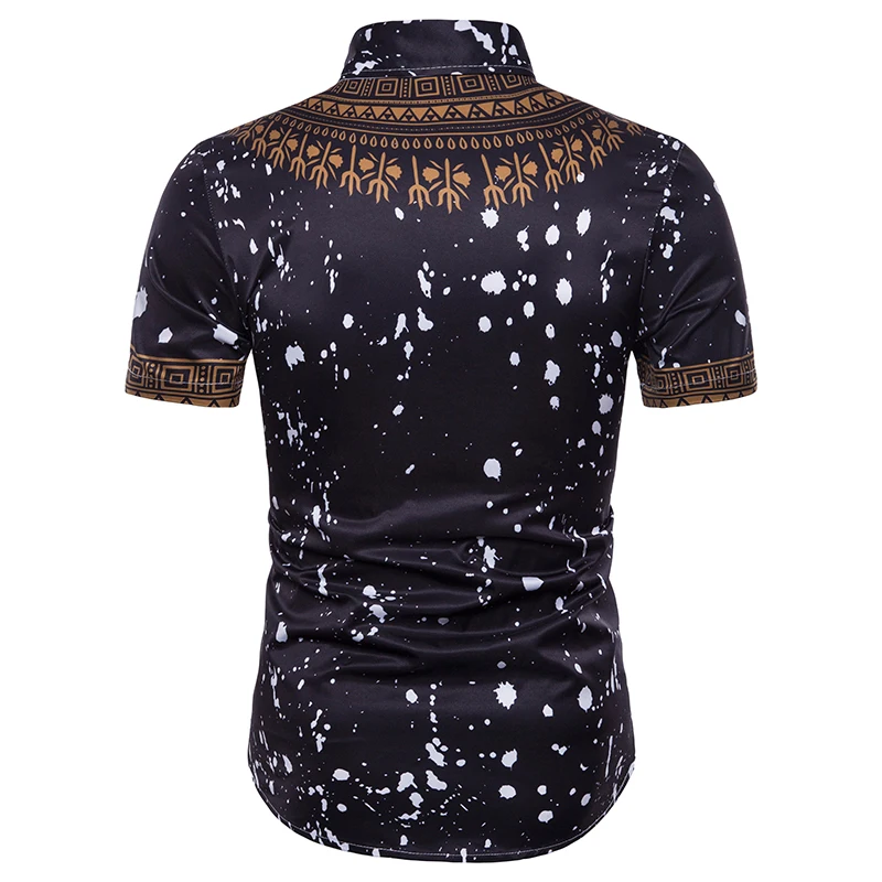 Новое поступление Этническая Стиль 3D рубашки с принтом Для мужчин лето Рубашка с короткими рукавами человека Camisa Повседневное отложным