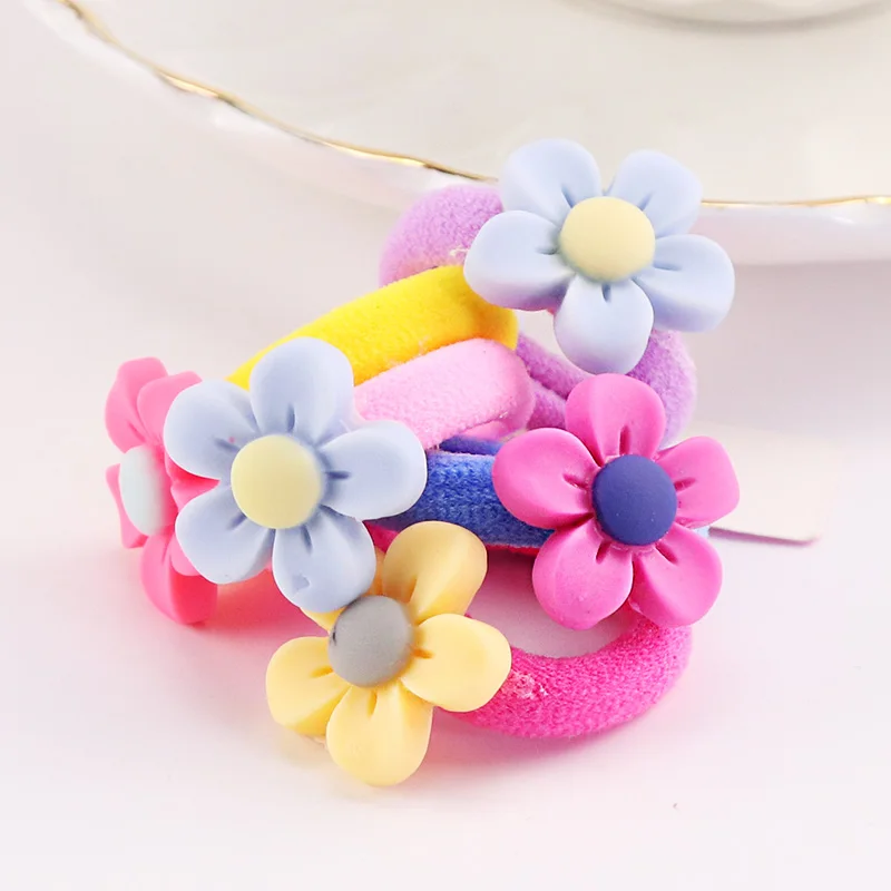 

5PCS/Lot New Cute Girls Elastic Hair Bands Flowers Cartoon Hair Ropes Kids Gifts Colorful Rubber Bands Tie Gums Hair Accessories