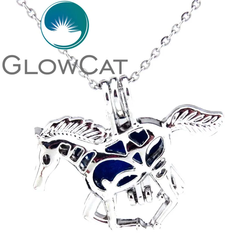 Create Your own Pearls Horse Beads Cage Heart Stainless Steel Chain Rocks Stones Horse Locket Necklace