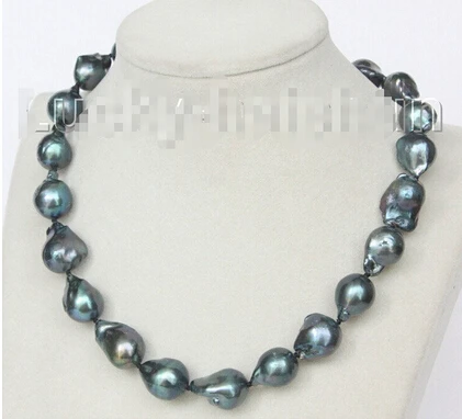 

Free shipping >>@ >812 NEW 17" 20mm Baroque black-blue Reborn keshi pearls necklace
