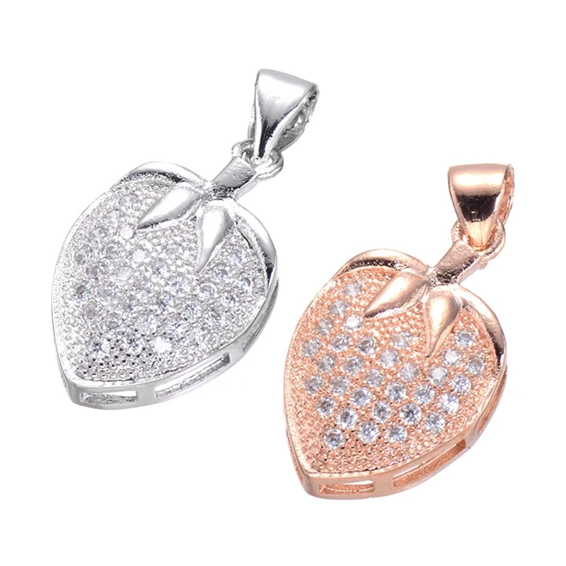 

Supplies For Jewelry Wholesale DIY Copper Accessories Silver Strawberry Slide Charms Pendants For Bracelet Necklace Making