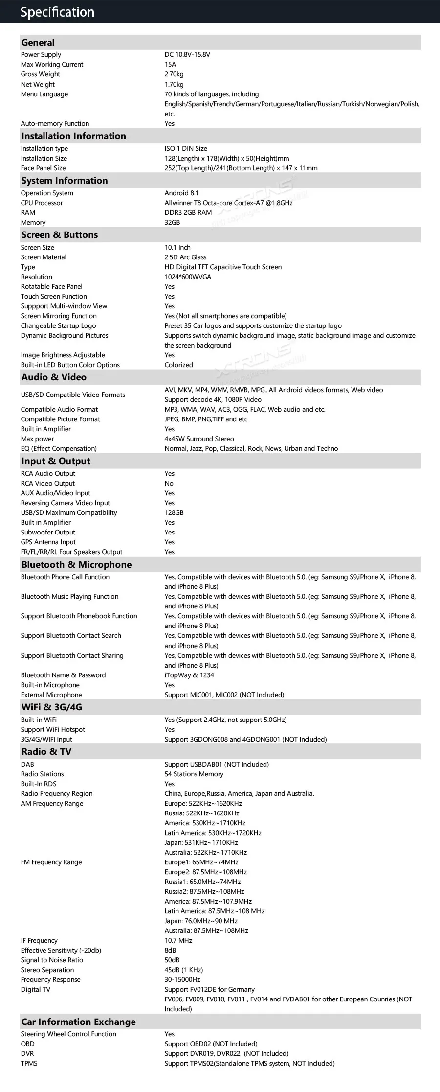 Clearance 10.1" Android 8.1 Oreo OS Single Din Car Multimedia One Din Car Navigation GPS 1 Din Car Radio with Multi-Window View Support 28