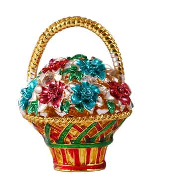 

H&D Trinket Box Hinged Ornament Crystals Hand-Painted Flower Patterns Jewelry Box Collectible Gift Figurines for Women or Girl