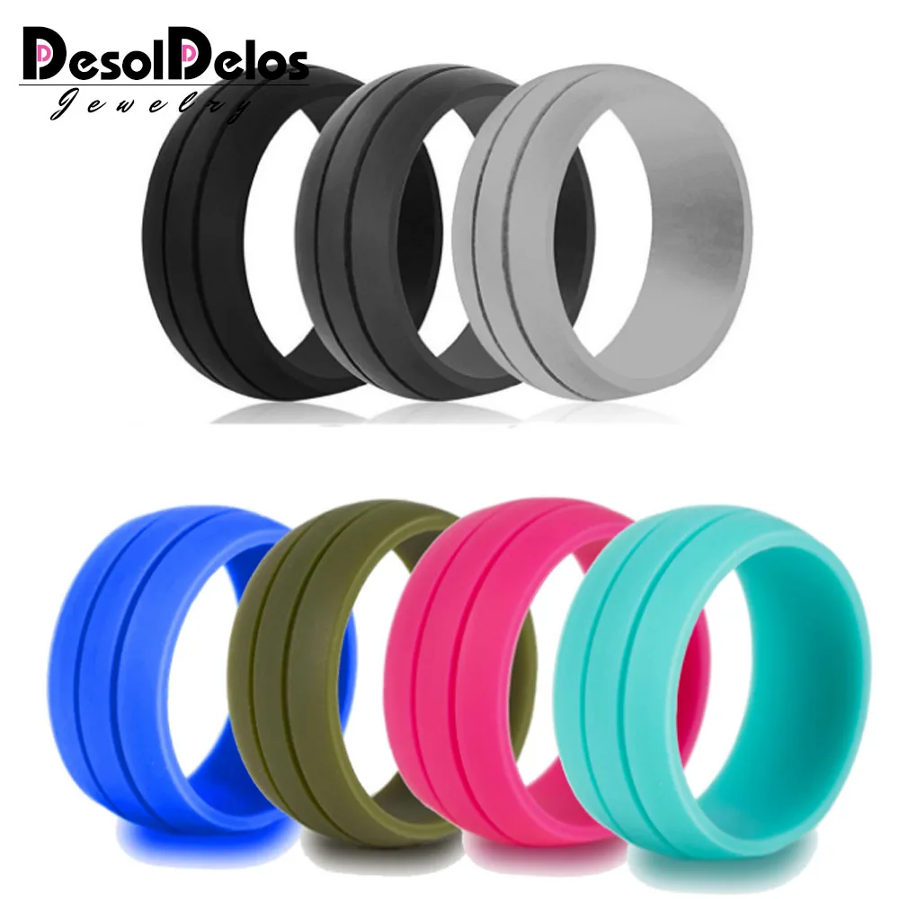 

DD 6-12Size Hypoallergenic Crossfit Flexible 8mm Silicone Finger Ring Rubber Rings For Men Women Wedding Jewelry Gift 7pcs/set