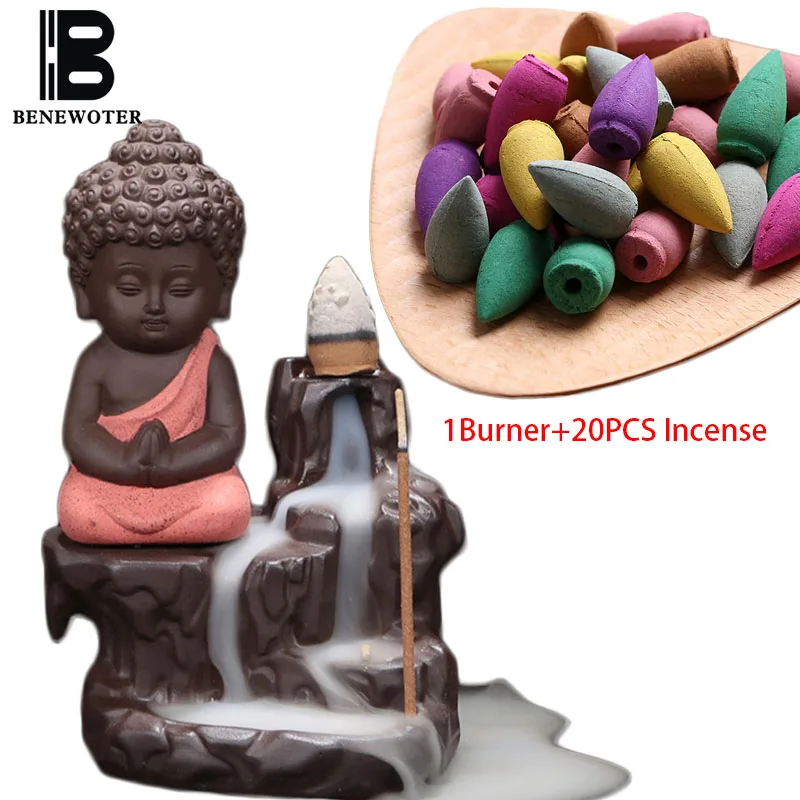 20 шт. конусы для благовоний и курильница в виде Будды|backflow incense burner|incense burnerbuddha burner