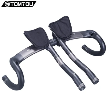 

TOMTOU Ultralight Full Carbon Fibre Bicycle Road Handlebar + TT Handlebar Bent Bar Trial Cycling Race Handlebar - TX3T87