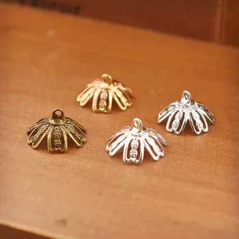 

100pieces 15mm bronze silver color gold color flower beads cap jewelry findings pendant connector jewelry accessories