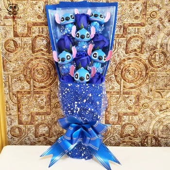 

BOLAFYNIA cartoon stitch Soap flower toy bouquet for birthday valentine Christmas gift toy bouquet