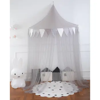 

Simple Baby Crib Netting Mosquito Net Hanging Round Baby Kids Lace Four Corner Canopy Bed Mosquito Net For Children Girls Room