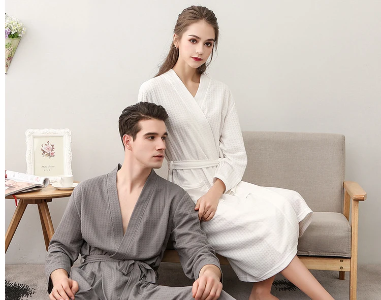 Men Woman Bathrobe Dressing Gown Plus Size M XL XXXL Lovers Summer Male Female Lounge Robes Nightgowns Couple Autumn Robe       7