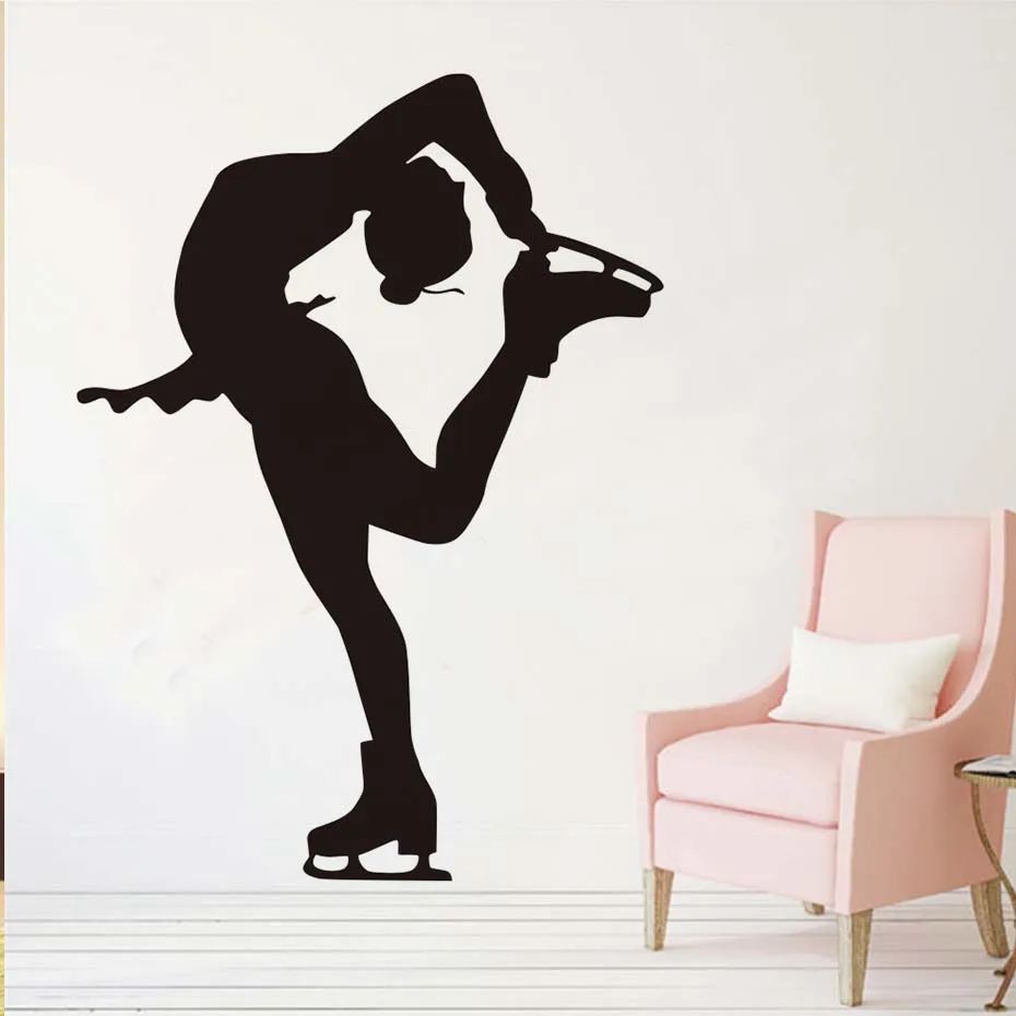 

DCTOP Ice-Sports Silhouette Home Decor Skater Skating Wall Decals Vinyl Removable Waterproof Wall Stickers Kids Room Art Murals