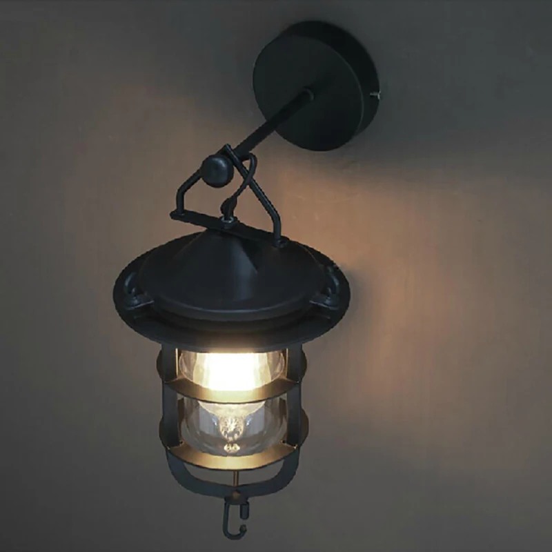 

American country Retro vintage black industrial style indoor wall lamp E27 lights for restaurant hallway bedroom bar cafe