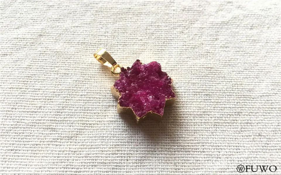 Natural Druzy Flower Pendant 10