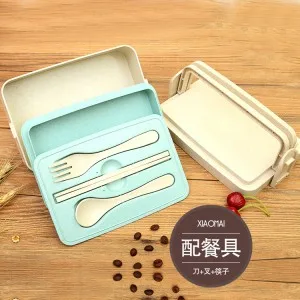 

Fashionlunch box food container Rectangle layer 2 lunch box cutlery set 19*12.5cm free shipping