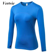 Vertvie Женская облегающая Спортивная футболка для занятий йогой, Спортивная футболка с защитой от пота, сетчатая прострочка, эластичные спортивные топы с длинными рукавами