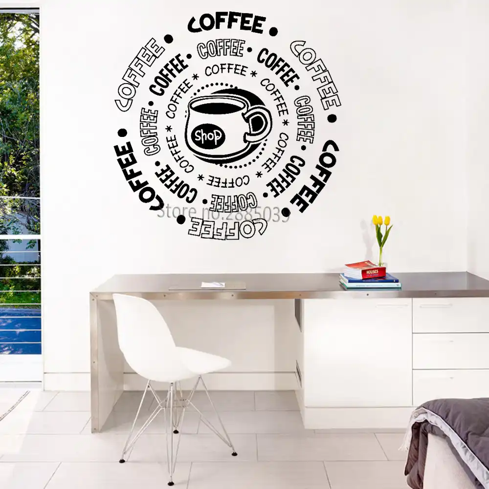 Coffee Maker Quote Vinyl Wall Sticker Cafe Shop Kitchen Stickers Wall