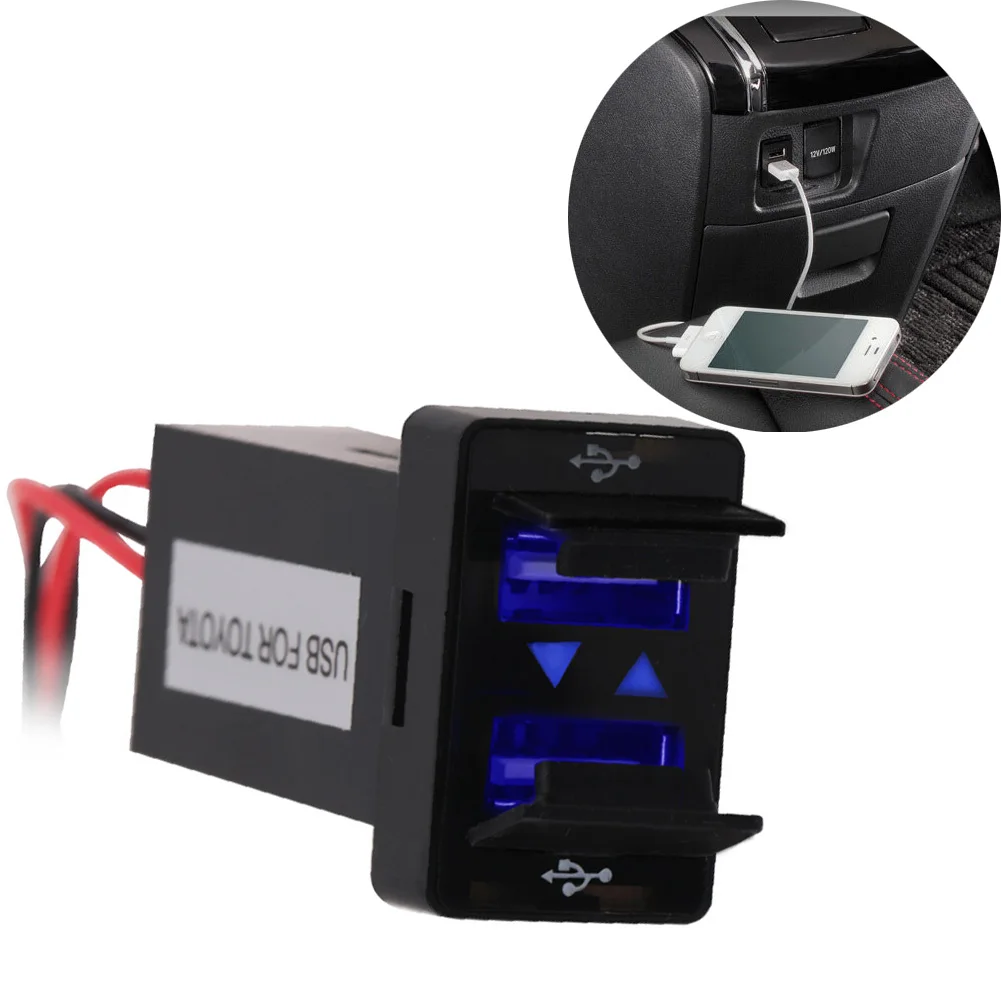 Dual Usb Car Charger Power Adapter Socket For TOYOTA Usb 2.1A 2 Port