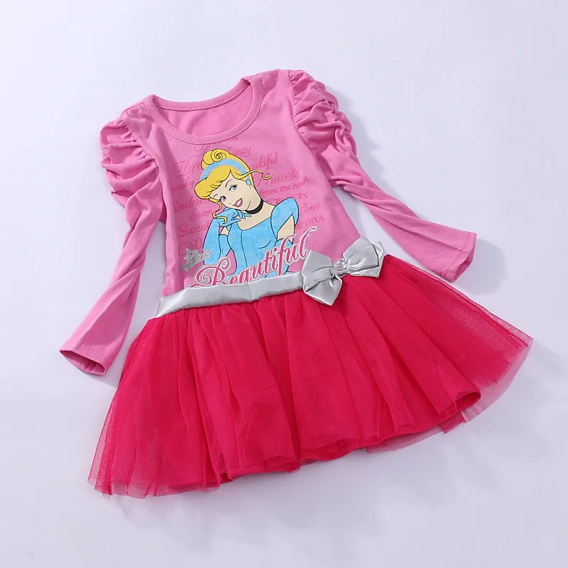 

Wholesale long full sleeve girls Princess summer dress tutu lace dress one piece fashion 2-6Y WH06