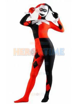

Harley Quinn Costume Fullbody Spandex Female Halloween Cosplay Party Costumes Show Zentai Suit The Most Classic Free Shipping