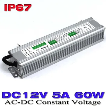 

Single Output Switch Power Supply DC 12V 5A 60W Waterproof IP67 LED Driver Transformer 100-240V AC-DC SMPS For Led Light Display