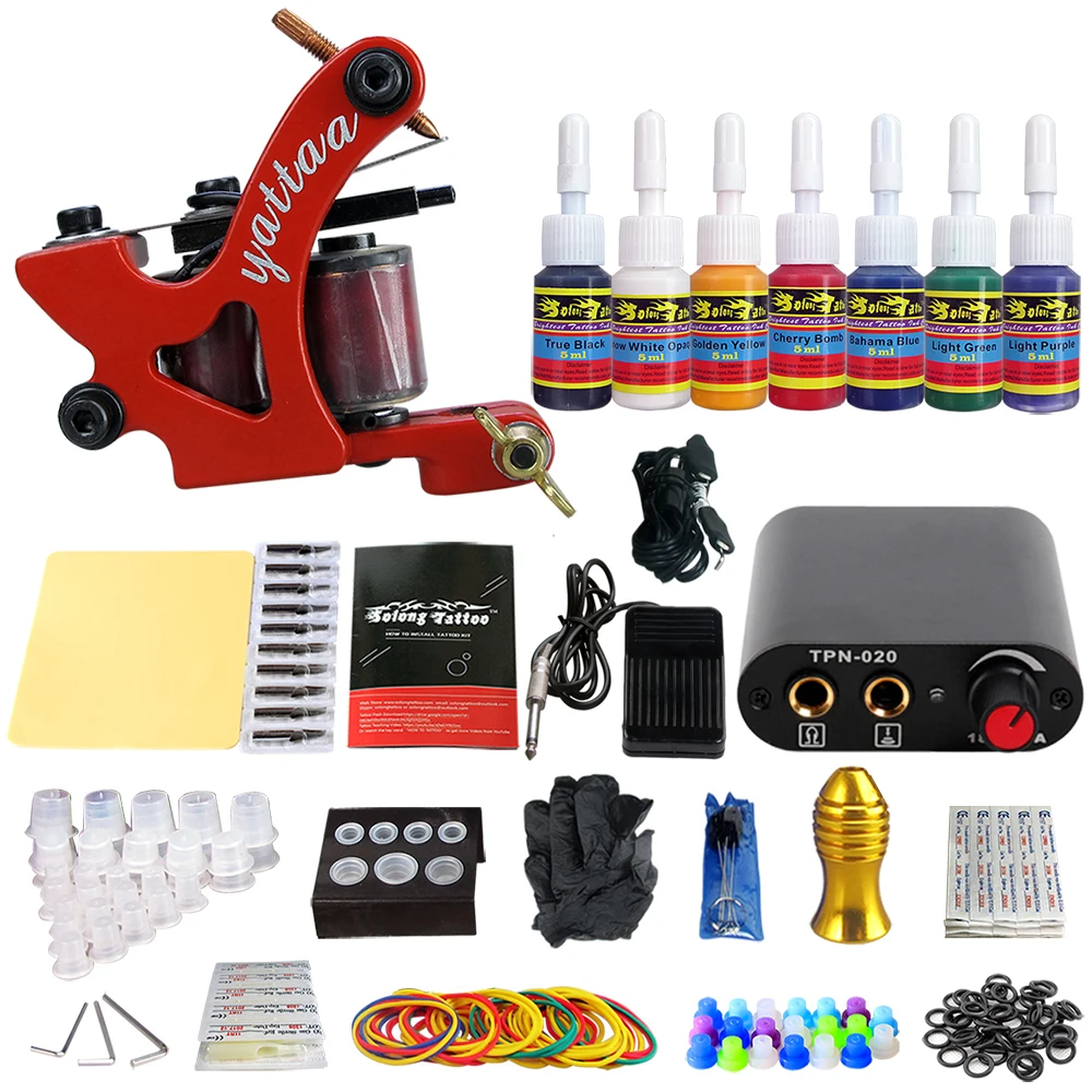 

Stigma Tattoo Machine Starter Kit 1 Professional Machine Gun Power Supply 7 Basic Color Ink Set TK105-67 Tattoo Set