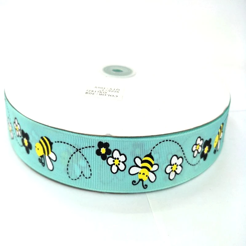 HL "(25 мм) 5 м/лот печатные пчелиные корсажные ленты Свадебная вечеринка Декоративная Подарочная упаковка DIY Детские аксессуары для волос - Цвет: cyan-blue
