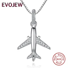 

Real 925 Sterling Silver S925 Silver Plane Aircraft Pendant Necklace Airplane Fashion Jewelry Chain New
