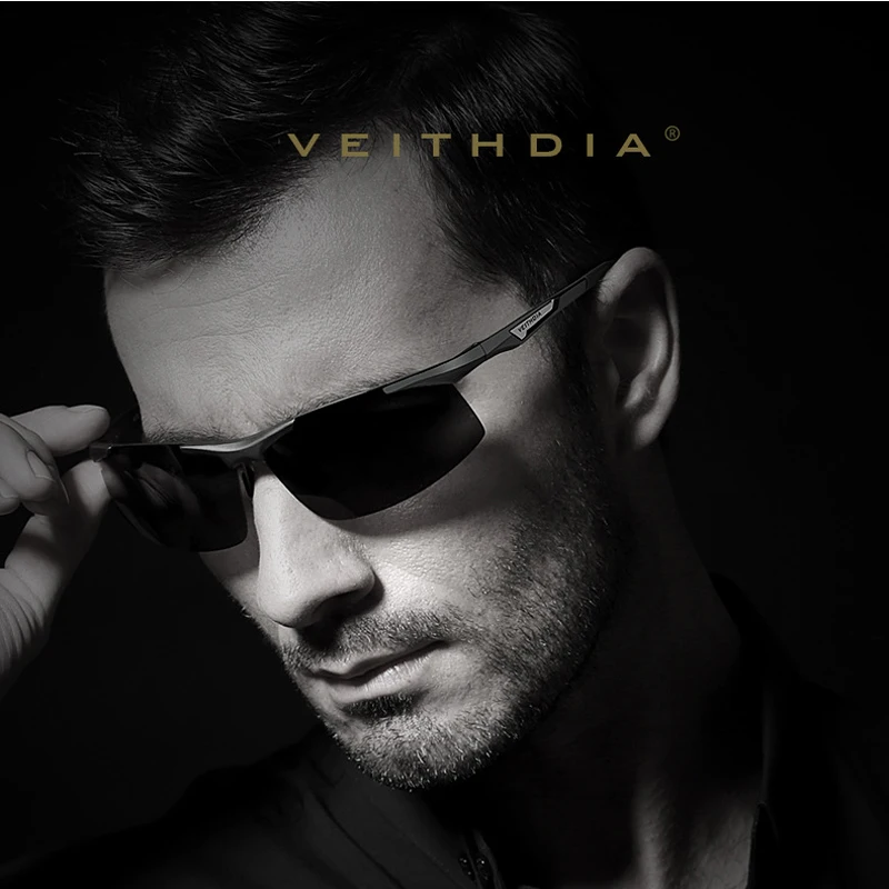 Солнцезащитные очки Veithdia без оправы, поляризационные, алюминиево-магниевые, для мужчин, с зеркальным покрытием, для вождения, солнцезащитные очки, аксессуары, оттенки