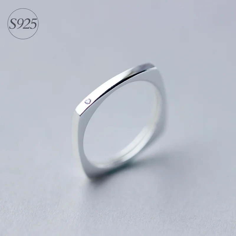 Women s Real 925 Sterling Silver jewelry Square Round Ring CZ White geometric jewelry GTLJ848 fashion